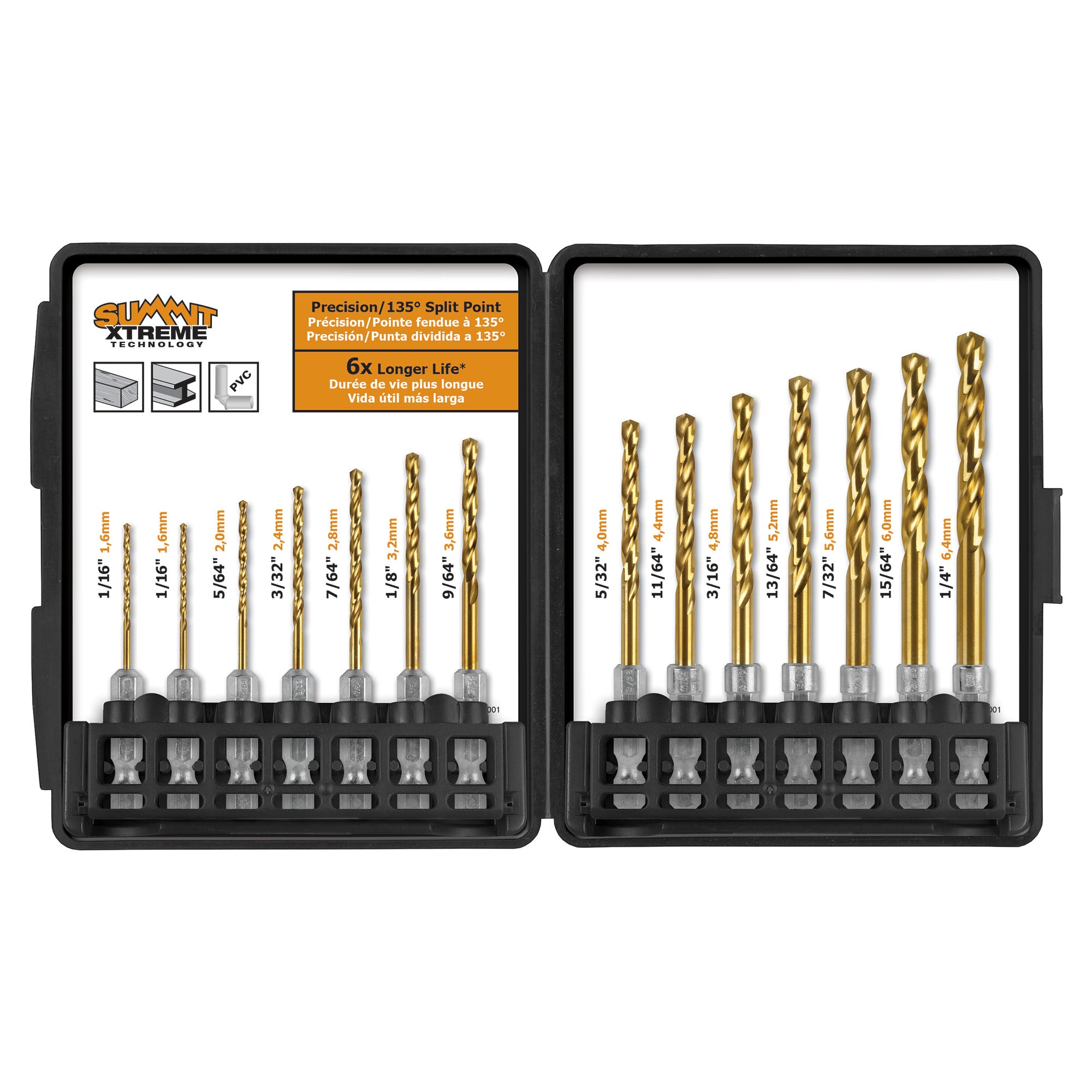 14pc Titanium Coated Hex Shank Drill Bit Set