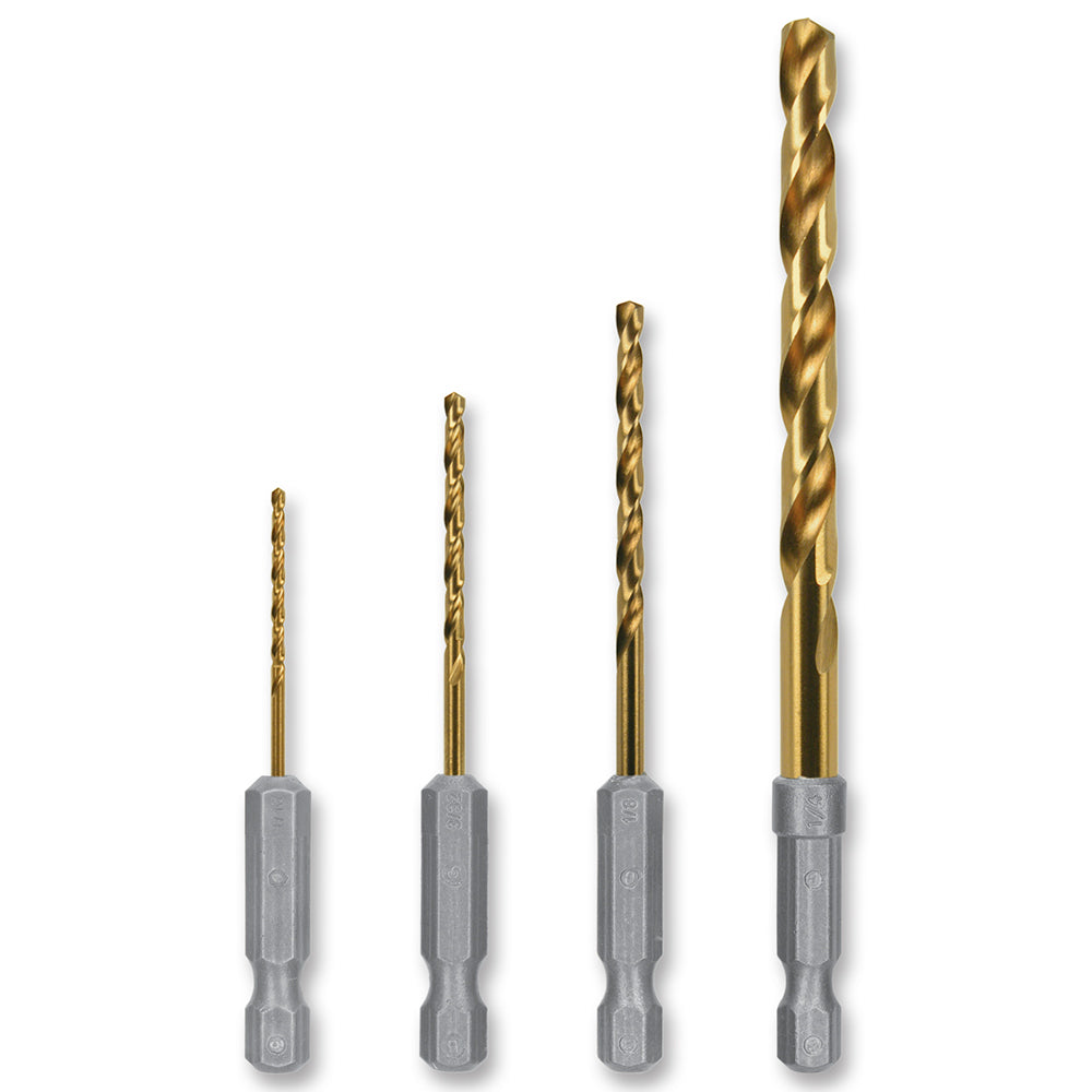 4pc Titanium Coated Drill Bit Set